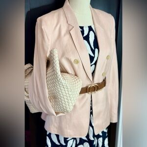 Alquema Navy and White Midi Dress crinkle material wrinkle free sz M